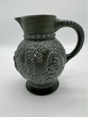 Vintage Vase Krug Historisch 70er Jahre grün Mönch Weinkrug Keramik Blumenvase